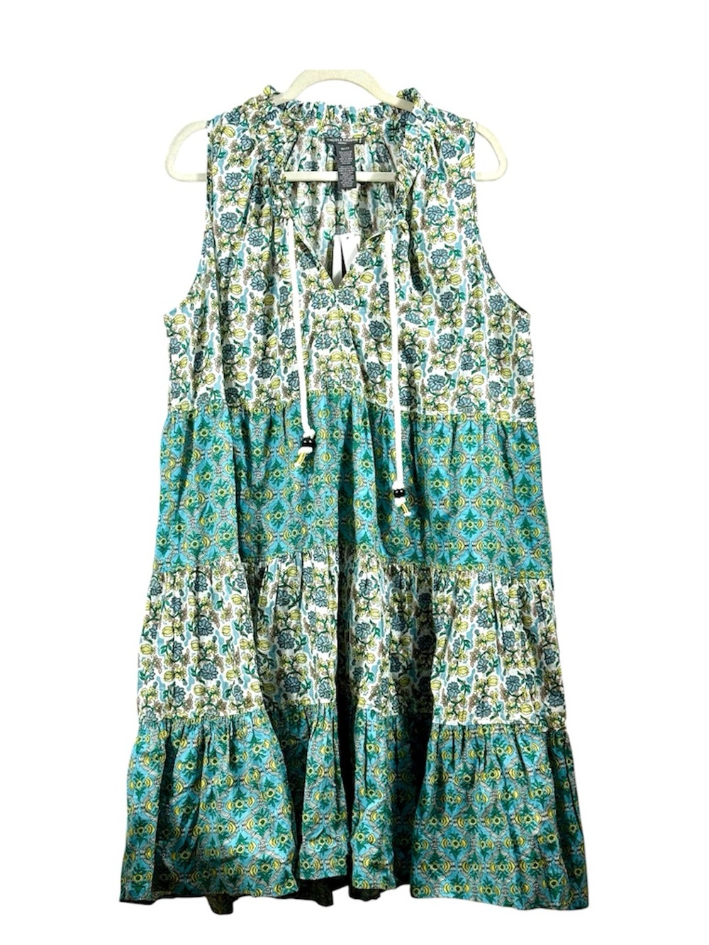 NWT Chelsea & Theodore 1X Floral Tiered Midi Dress 100% Cotton Boho